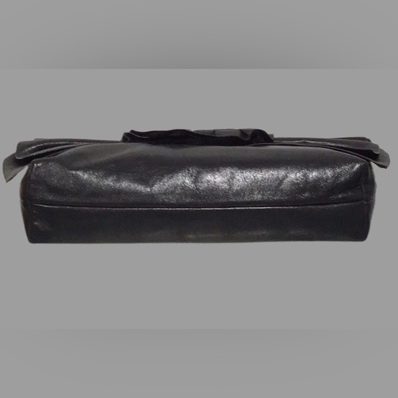 Vintage SUSAN GAIL Leather Clutch/Shoulder Bag with Large Bow Front Flap, Black - Picture 4 of 14
